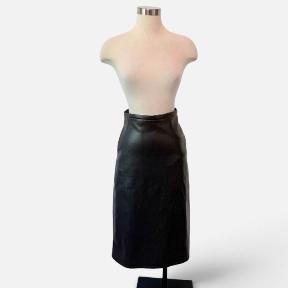 Joes Jeans The Lori Black Faux Fake Vegan Leather Pencil Bodycon Skirt Midi Knee